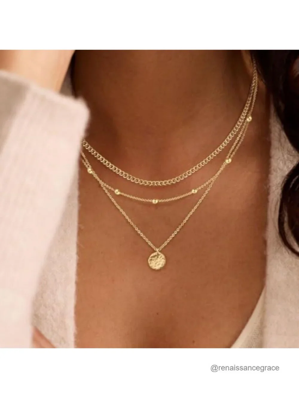 Layered Gold Plated Necklace Set Dainty Layering Chain Choker Stack Women